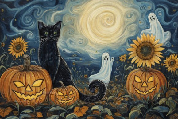 Download Spooky Cat &amp; Ghosts – Fine Art - Art Collection