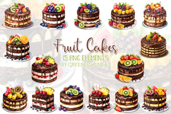 Download Fruit Cakes Clipart, Chocolate Desserts - Art Collection