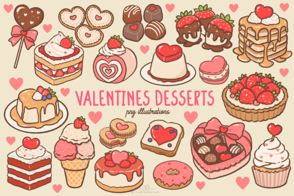 Download Kawaii Valentines Desserts Clipart - Art Collection