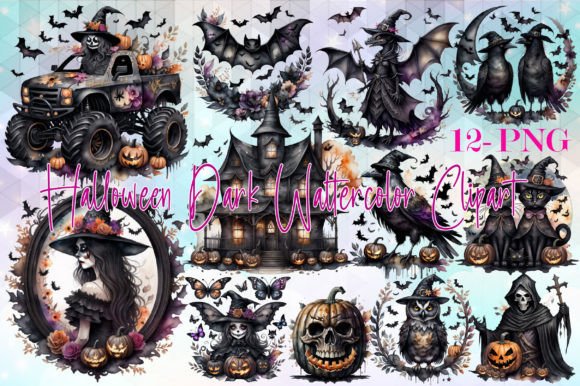 Download Halloween Dark Watercolor Clipart Bundle - Art Collection
