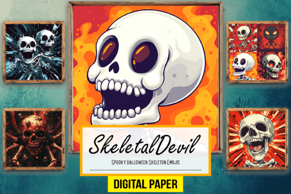 Download Spooky Halloween Skeleton Emojis Artwork - Art Collection