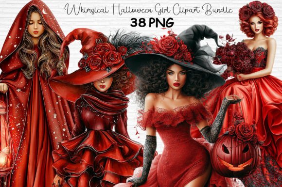 Download Whimsical Halloween Girl Clipart Bundle - Art Collection