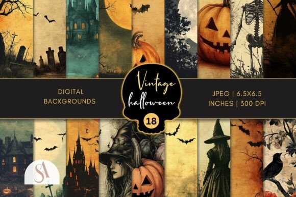 Download Vintage Halloween Digital Background - Halloween digital Collection