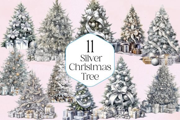 Download Silver Christmas Tree Clipart - Art Collection