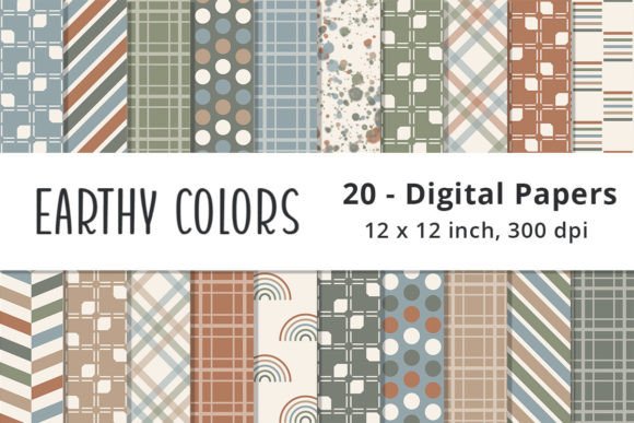 Download Earth Tones Digital Scrapbook Patterns - Art Collection