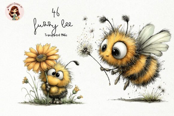 Download Whimsical Fuzzy Bee PNG Clipart Bundle - Art Collection