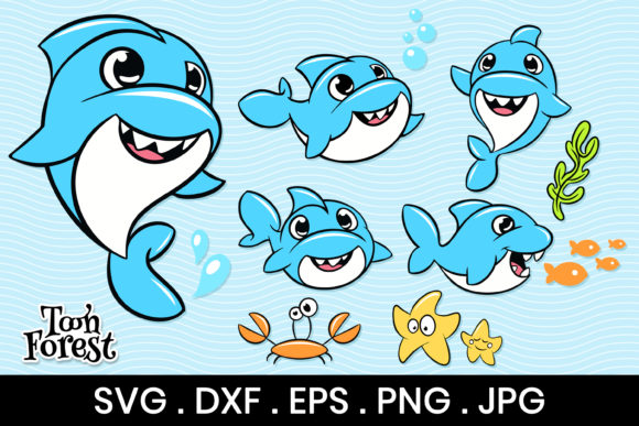 Download Cartoon Baby Shark Cut Files Bundle - Art Collection
