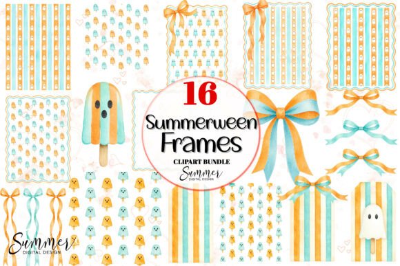 Download Summerween Ghost Popsicle Frames Clipart - Art Collection