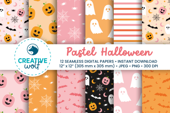 Download Pastel Halloween Digital Paper Pack - Halloween digital Collection