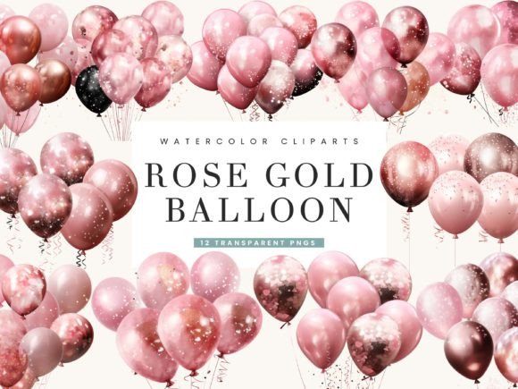 Download Rose Gold Glitter Balloon Clipart Bundle - Art Collection
