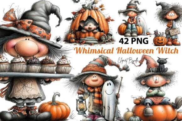 Download Whimsical Halloween Witch Clipart Bundle - Art Collection