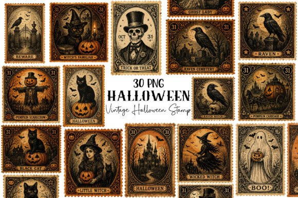 Download Vintage Halloween Stamp Clipart - Art Collection