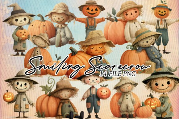 Download Cute Halloween Scarecrow Pumpkin Clipart - Art Collection