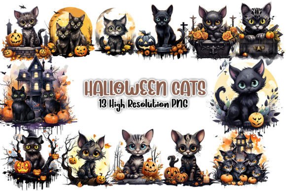 Download Halloween Cats Sublimation Clipart - Art Collection