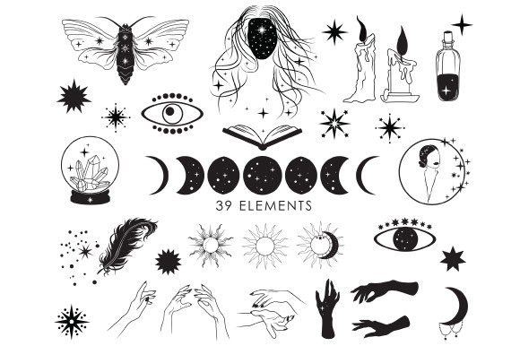 Download Witch Clipart, Star Sun and Moon Svg - Art Collection
