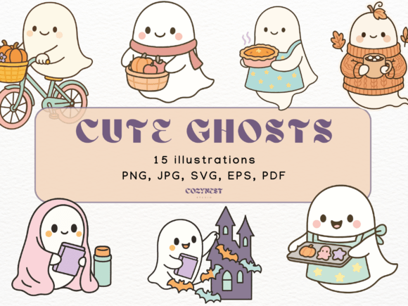 Download Cute Halloween Spooky Ghost Cliparts SVG - Art Collection