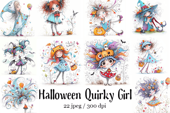 Download Whimsical Halloween Quirky Girl Clipart - Art Collection