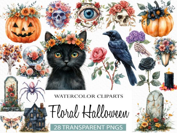 Download Cute Halloween Floral Clipart - Art Collection