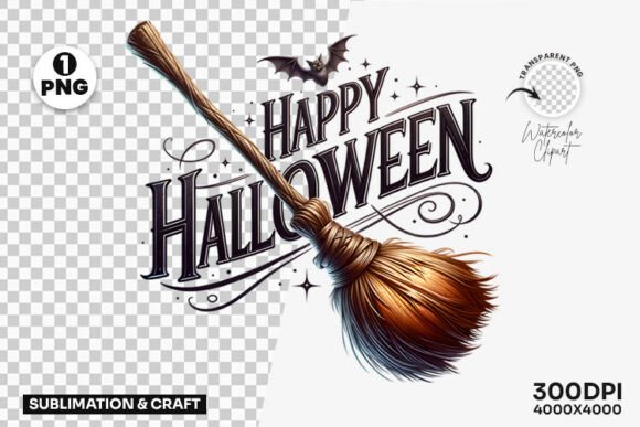 Download Happy Halloween Witch Broom Clipart PNG - Art Collection