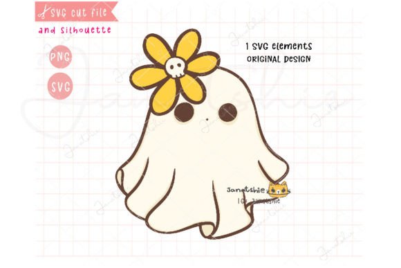 Download Cute Ghost Flower SVG, Halloween Clipart - Art Collection