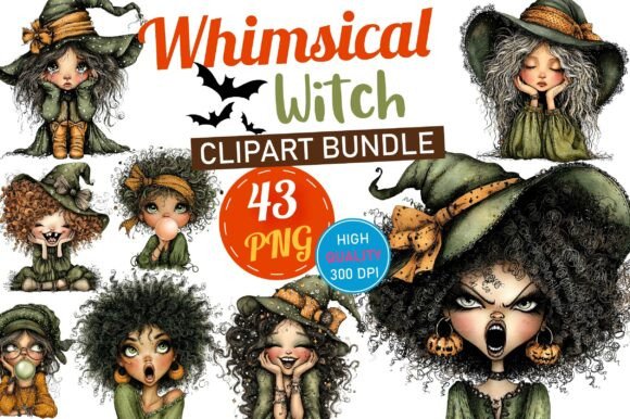 Download Whimsical Witch Clipart Bundle - Art Collection