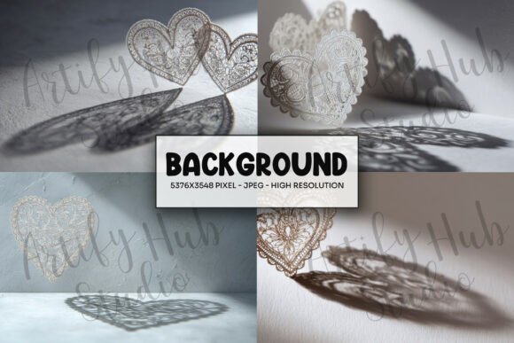 Download Elegant Lace Heart Shadow Background - Art Collection