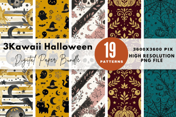 Download Kawaii Halloween Digital Paper Bundle - Premium Resources