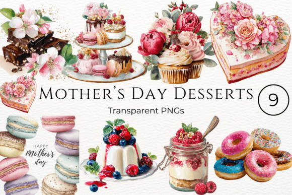 Download Mothers Day Desserts Watercolor Clipart - Art Collection