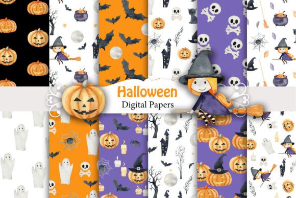 Download Watercolor Halloween Digital Papers. - Halloween digital Collection