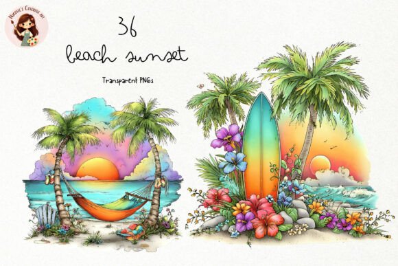 Download Watercolor Beach Sunset PNG Clipart - Art Collection