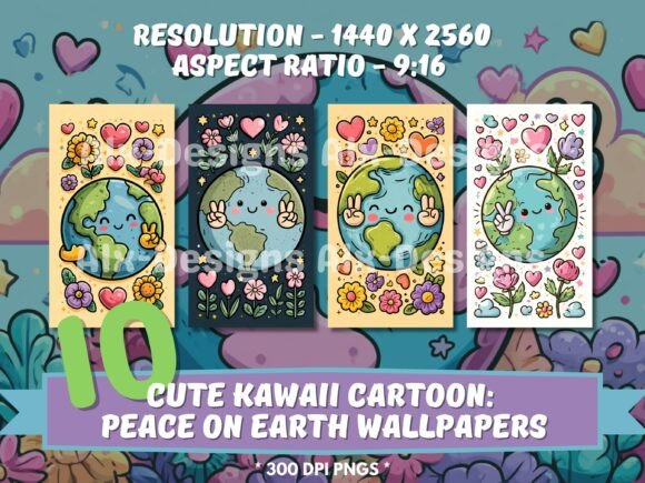 Download 10x Cute Kawaii Peace on Earth Wallpaper - Art Collection