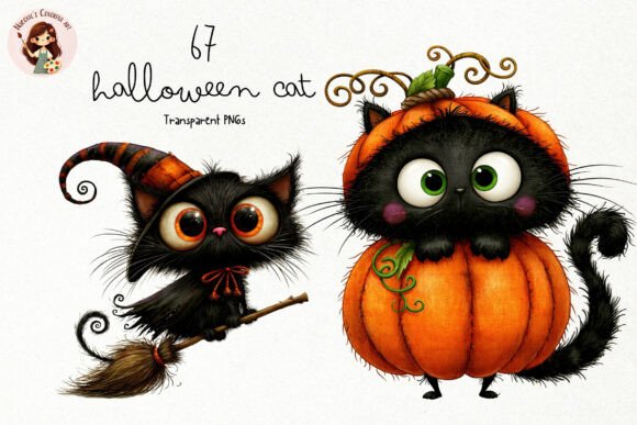 Download Cute Halloween Cat PNG Clipart - Art Collection