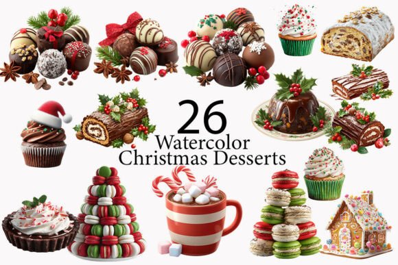 Download Christmas Desserts Watercolor Clipart  - Art Collection