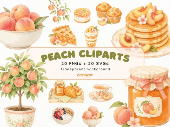 Download Peach Watercolor Cliparts, Desserts PNG - Art Collection