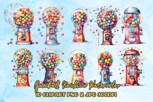 Download Gumball Machine Watercolor Clipart - Art Collection