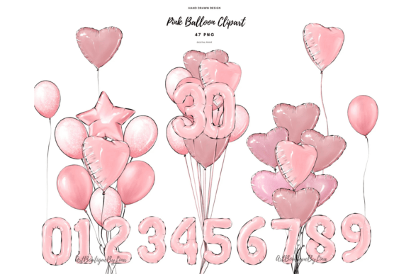 Download Pink Balloon Clipart Set: Hearts - Art Collection